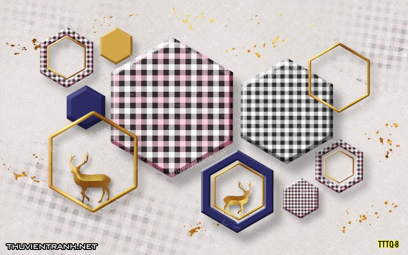 Tranh dán tường 3D trừu tượng- -TTTQ-8 - Tranh tường chất lượng cao